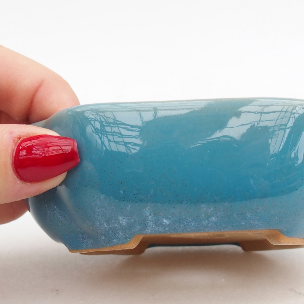 Bol à bonsaï en céramique 10,5 x 9 x 3,5 cm, couleur bleu