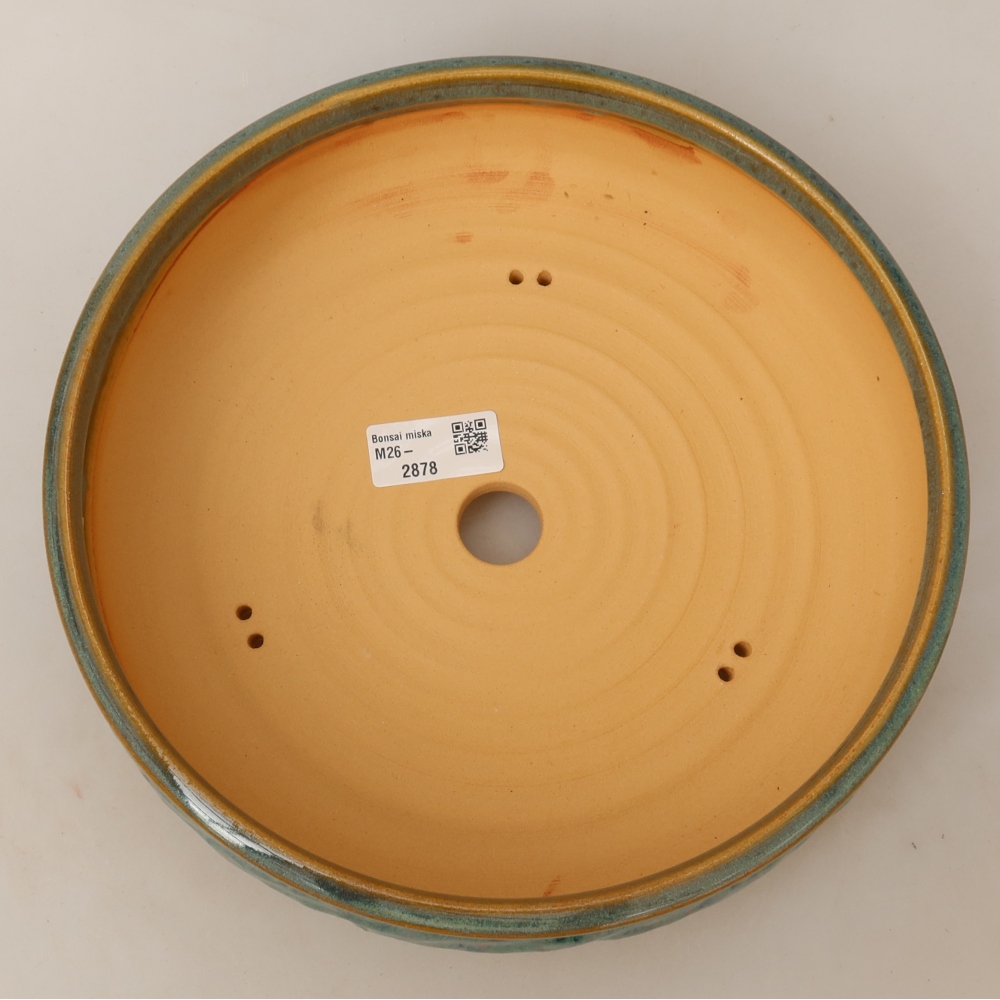 Pot à bonsaï en céramique 25 x 25 x 7,5 cm, couleur verte