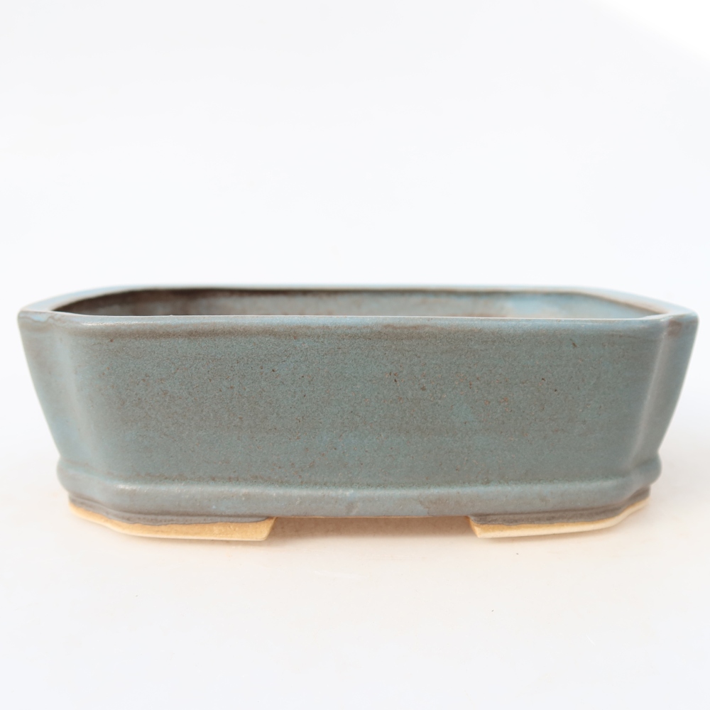 Pot à bonsaï en céramique 17,5 x 14,5 x 5 cm, couleur bleue