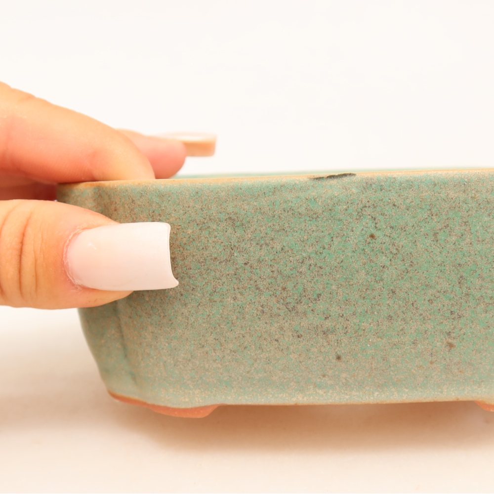 Pot à bonsaï en céramique 12,5 x 10 x 4,5 cm, couleur verte