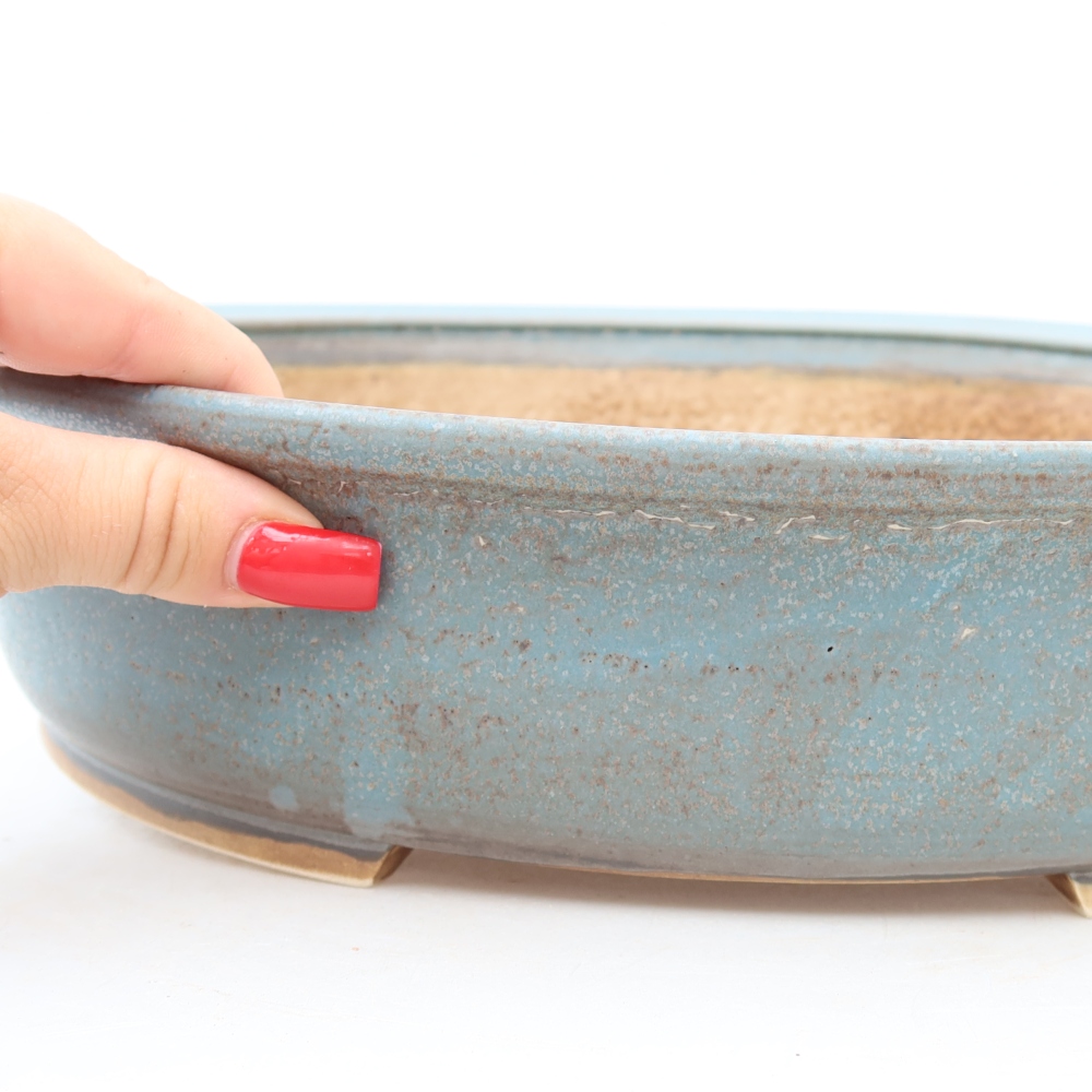 Pot à bonsaï en céramique 31 x 27 x 7,5 cm, couleur bleue