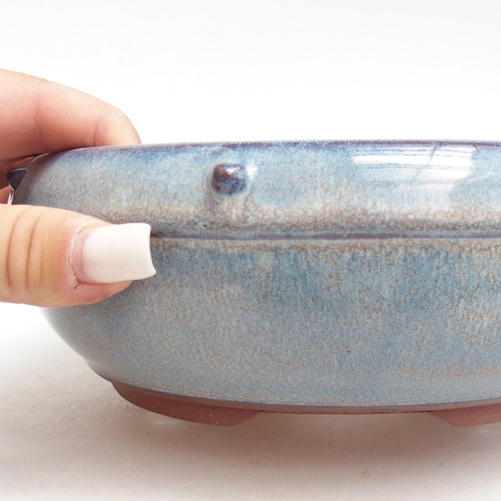 Bol à bonsaï en céramique 18,5 x 18,5 x 6,5 cm, couleur bleu