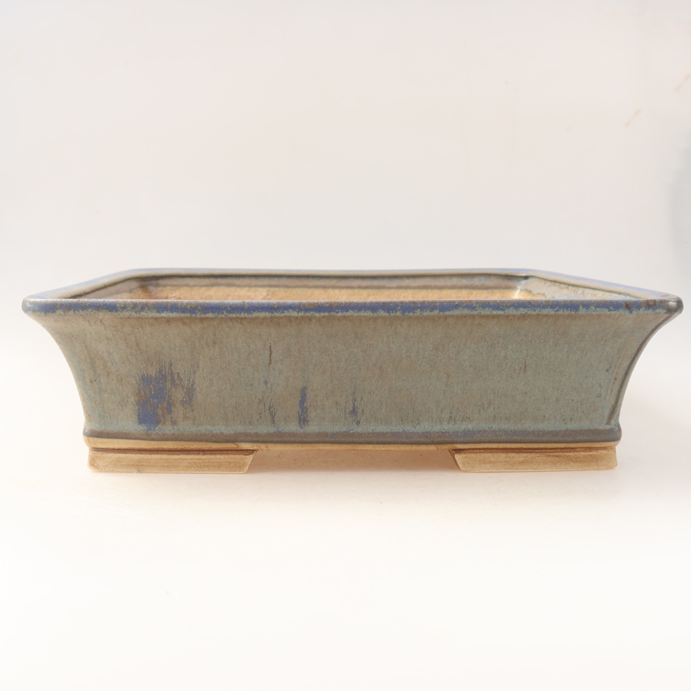 Pot à bonsaï en céramique 29,5 x 24,5 x 8 cm, couleur bleue