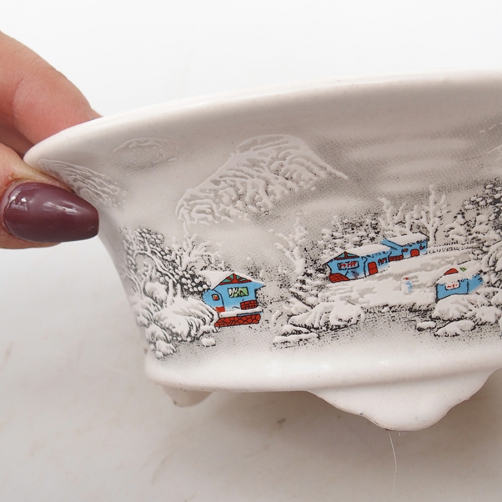 Bol à bonsaï en céramique 13 x 13 x 6 cm, couleur blanc