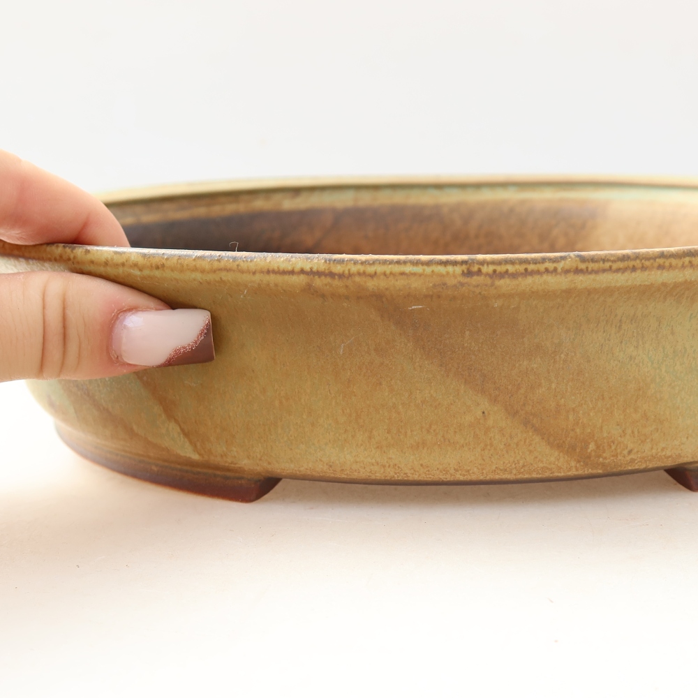 Pot à bonsaï en céramique 26 x 24 x 6 cm, couleur verte