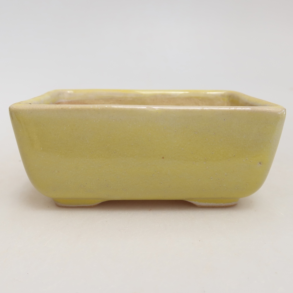 Pot à bonsaï en céramique 10,5 x 7 x 4,5 cm, couleur jaune