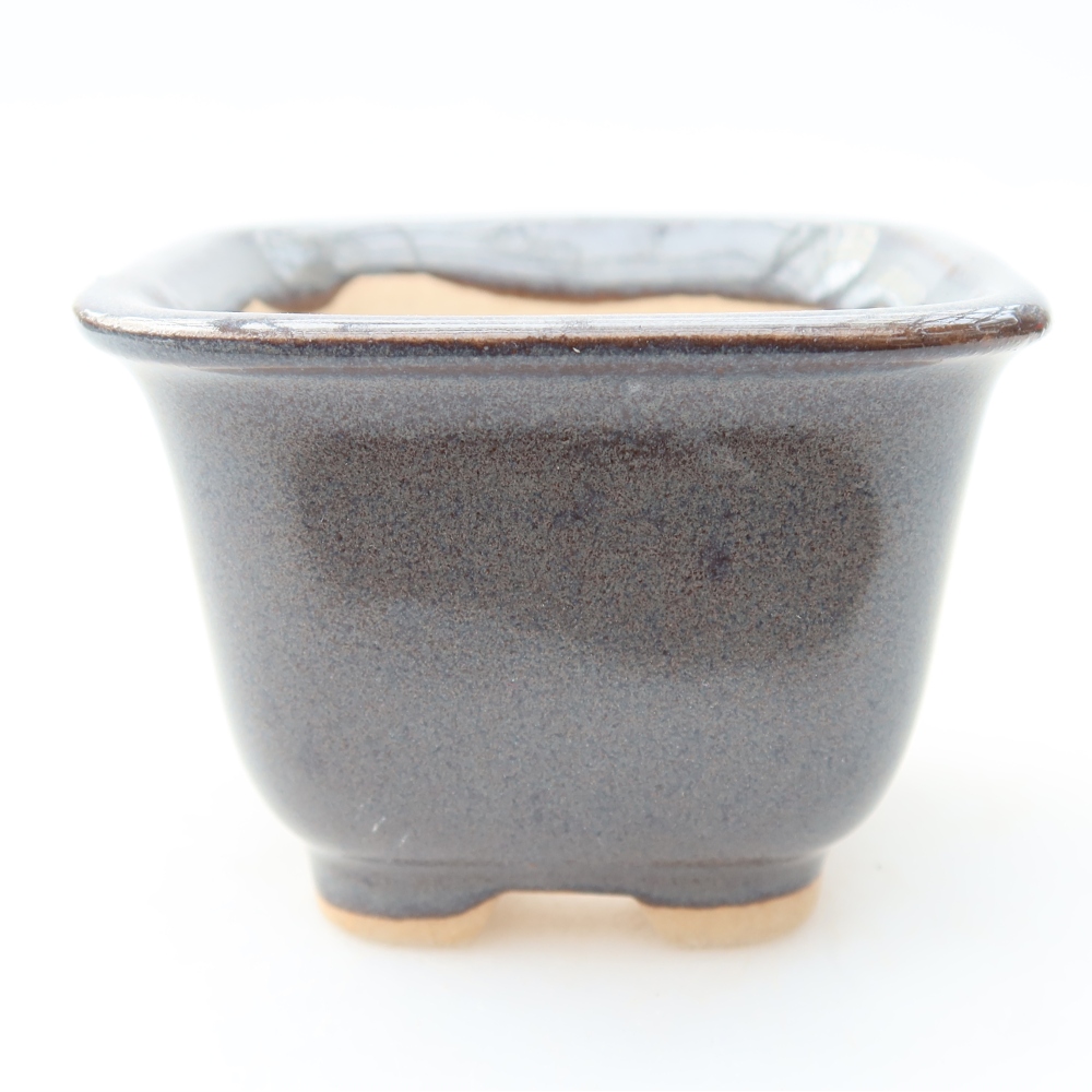 Pot à bonsaï en céramique 6,5 x 6,5 x 5 cm, couleur grise