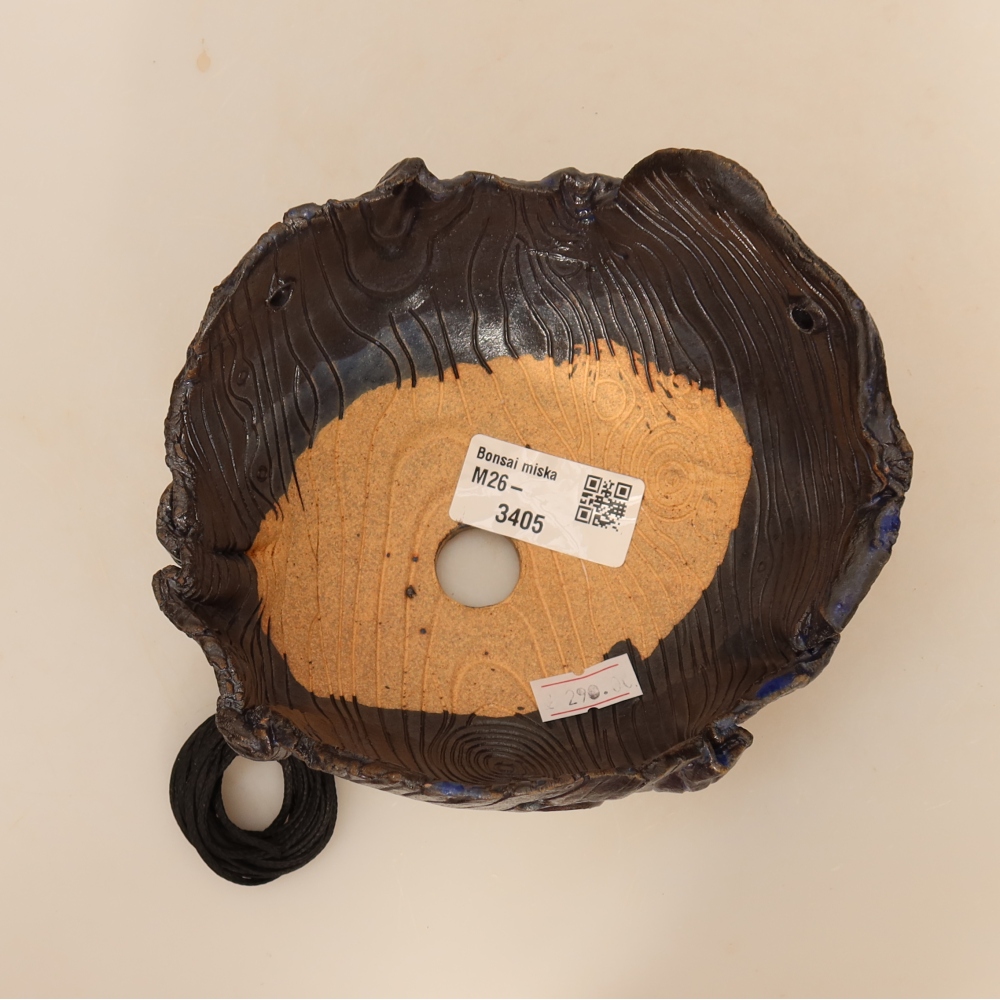 Coquille en céramique pour kokedama, 14 x 12 x 8,5 cm, couleur bleue