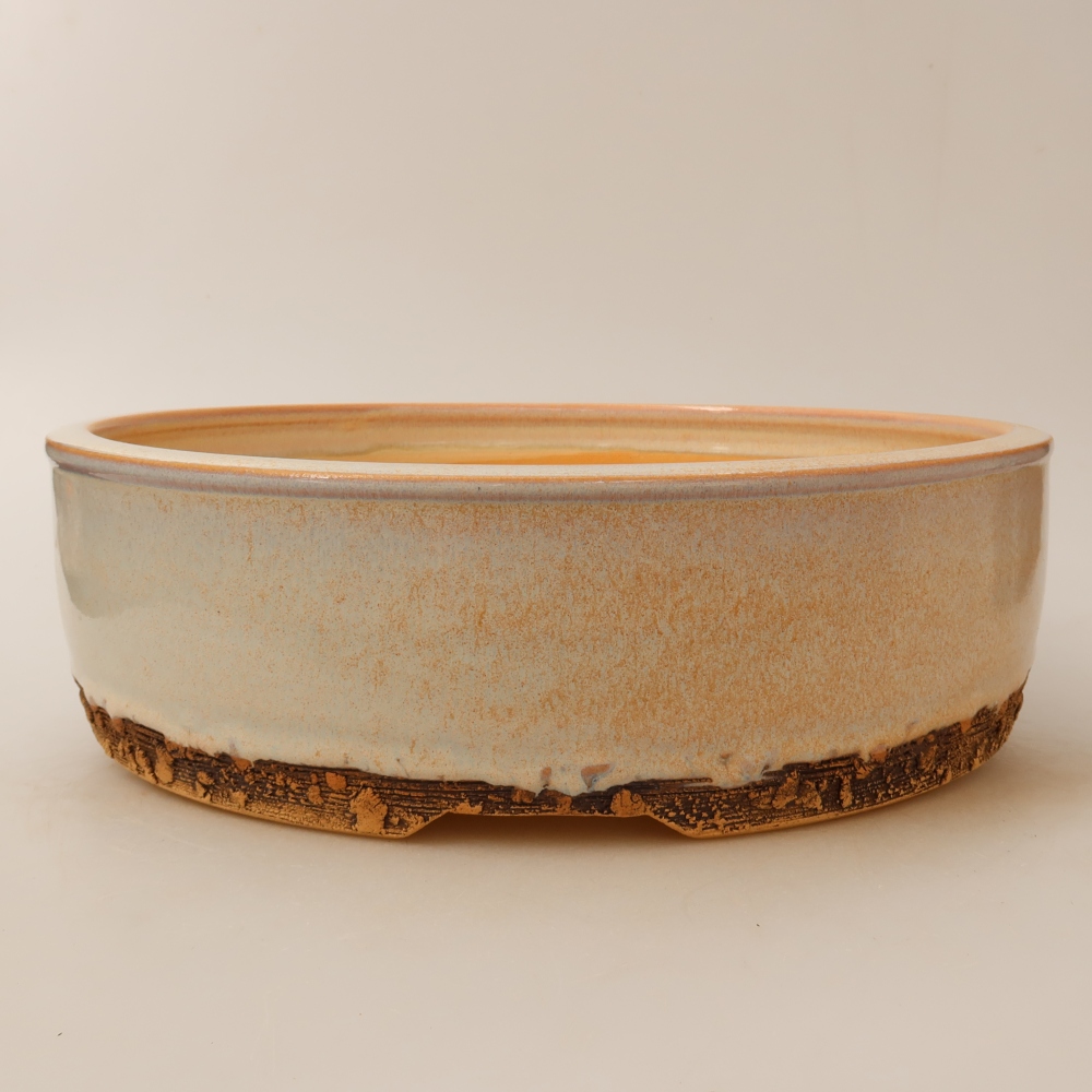 Pot à bonsaï en céramique 28 x 28 x 8 cm, couleur beige