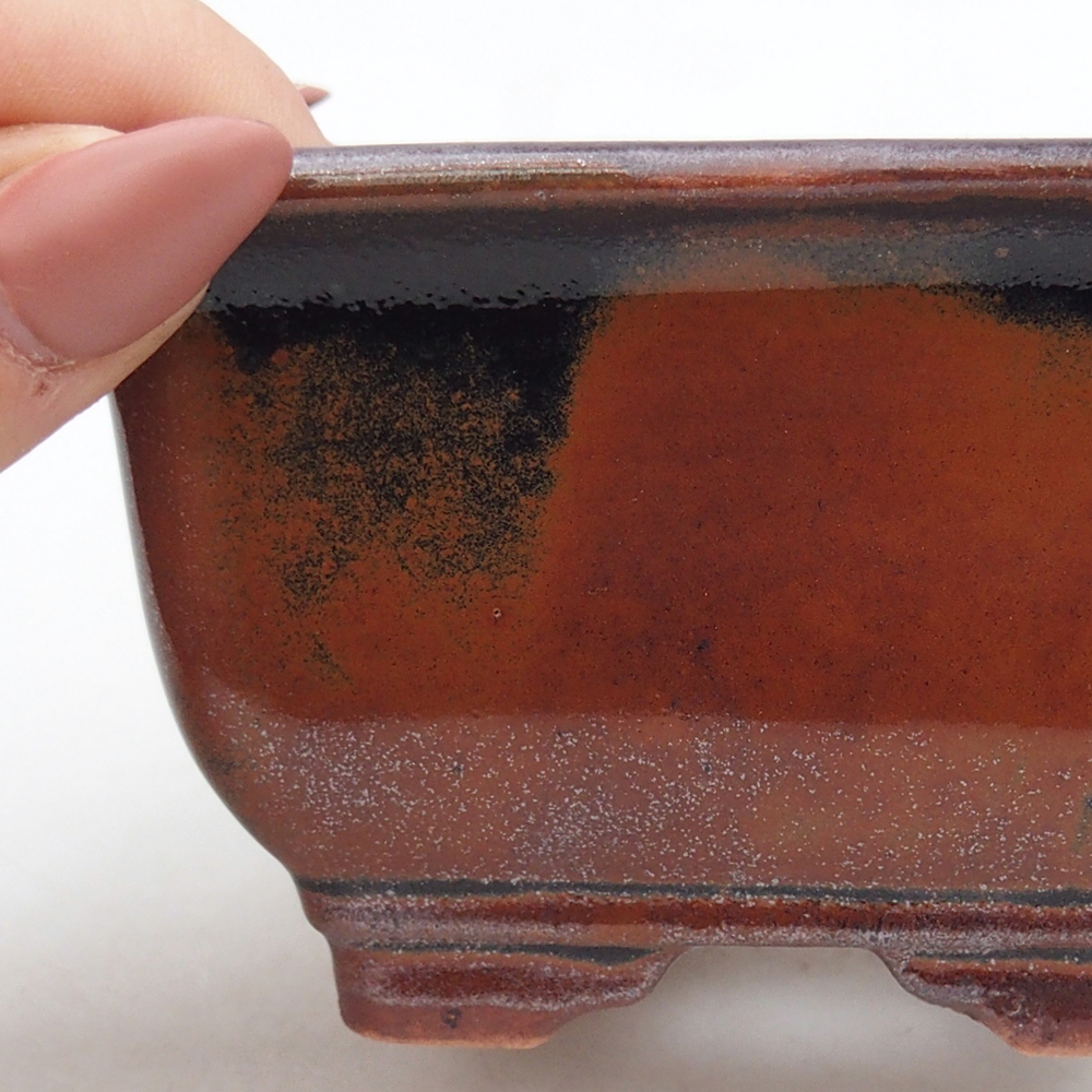 Bol à bonsaï en céramique 10 x 10 x 6 cm, bordeaux