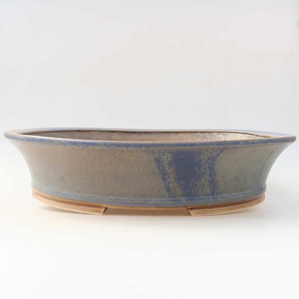 Pot à bonsaï en céramique 31 x 28,5 x 7 cm, couleur bleue