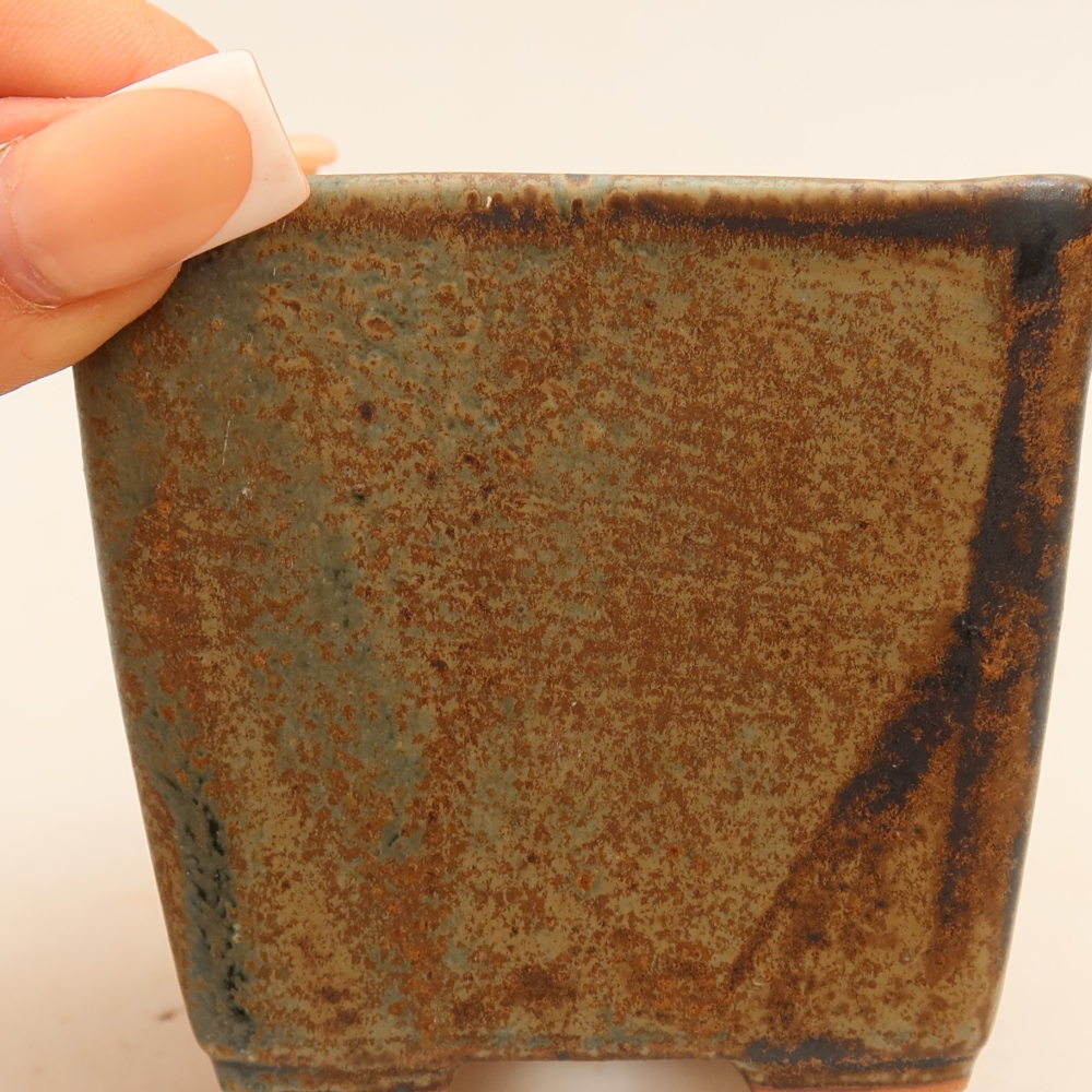 Pot à bonsaï en céramique 7,5 x 7,5 x 6,5 cm, couleur marron