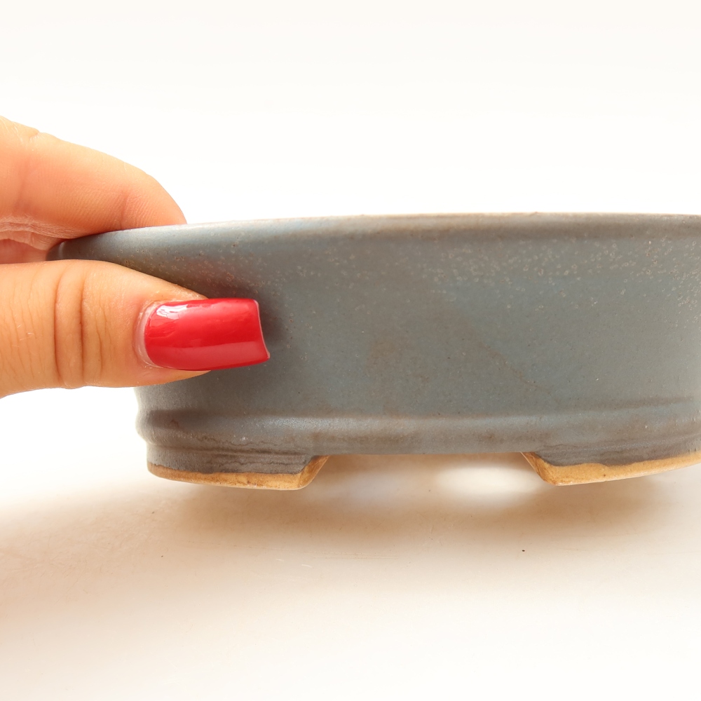 Pot à bonsaï en céramique 14,5 x 13 x 4 cm, couleur bleue