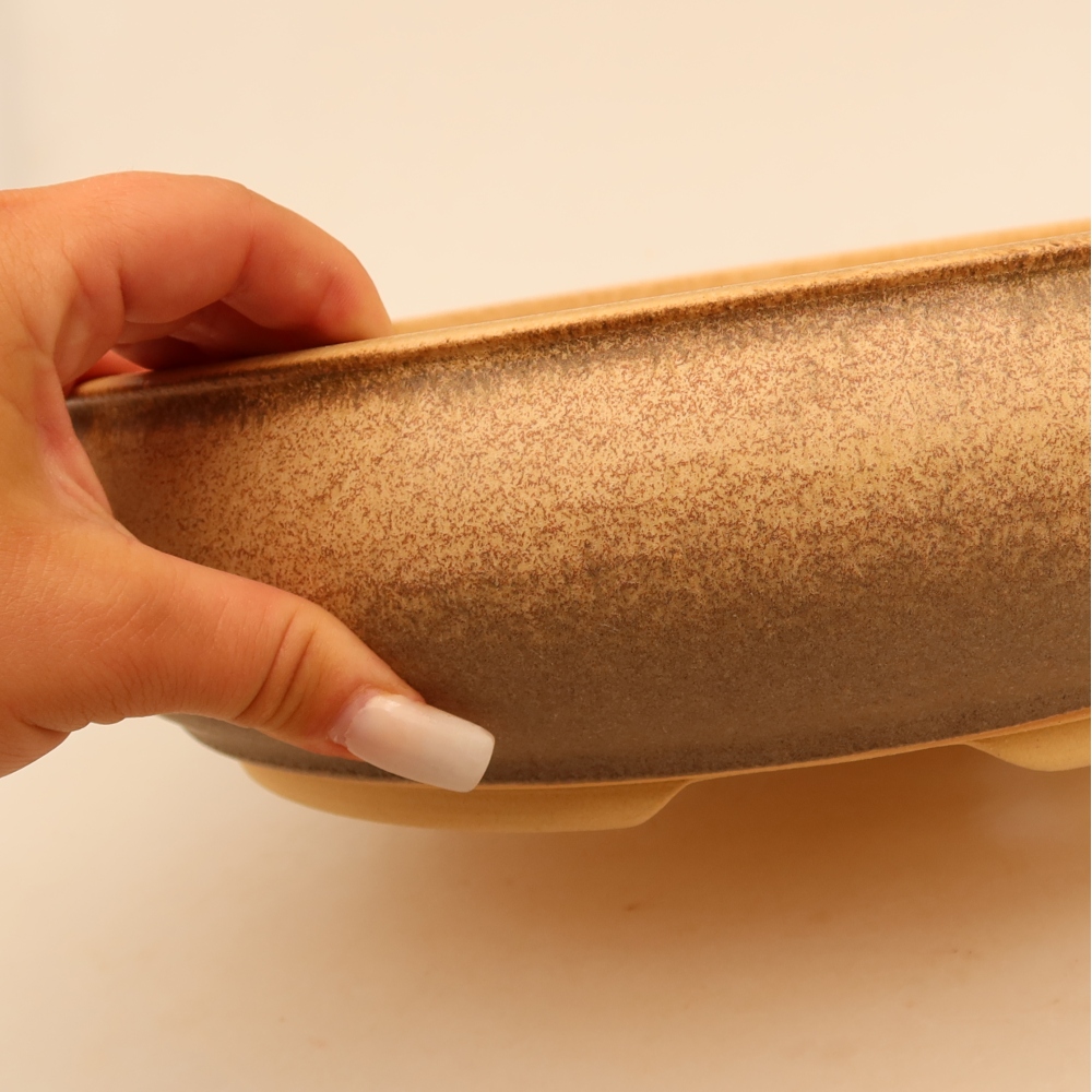 Pot à bonsaï en céramique 31 x 31 x 8,5 cm, couleur marron