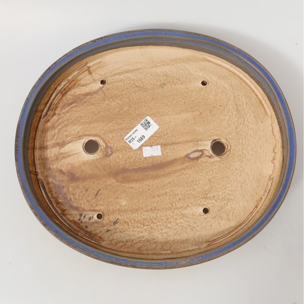 Pot à bonsaï en céramique 30,5 x 26,5 x 4 cm, couleur bleue