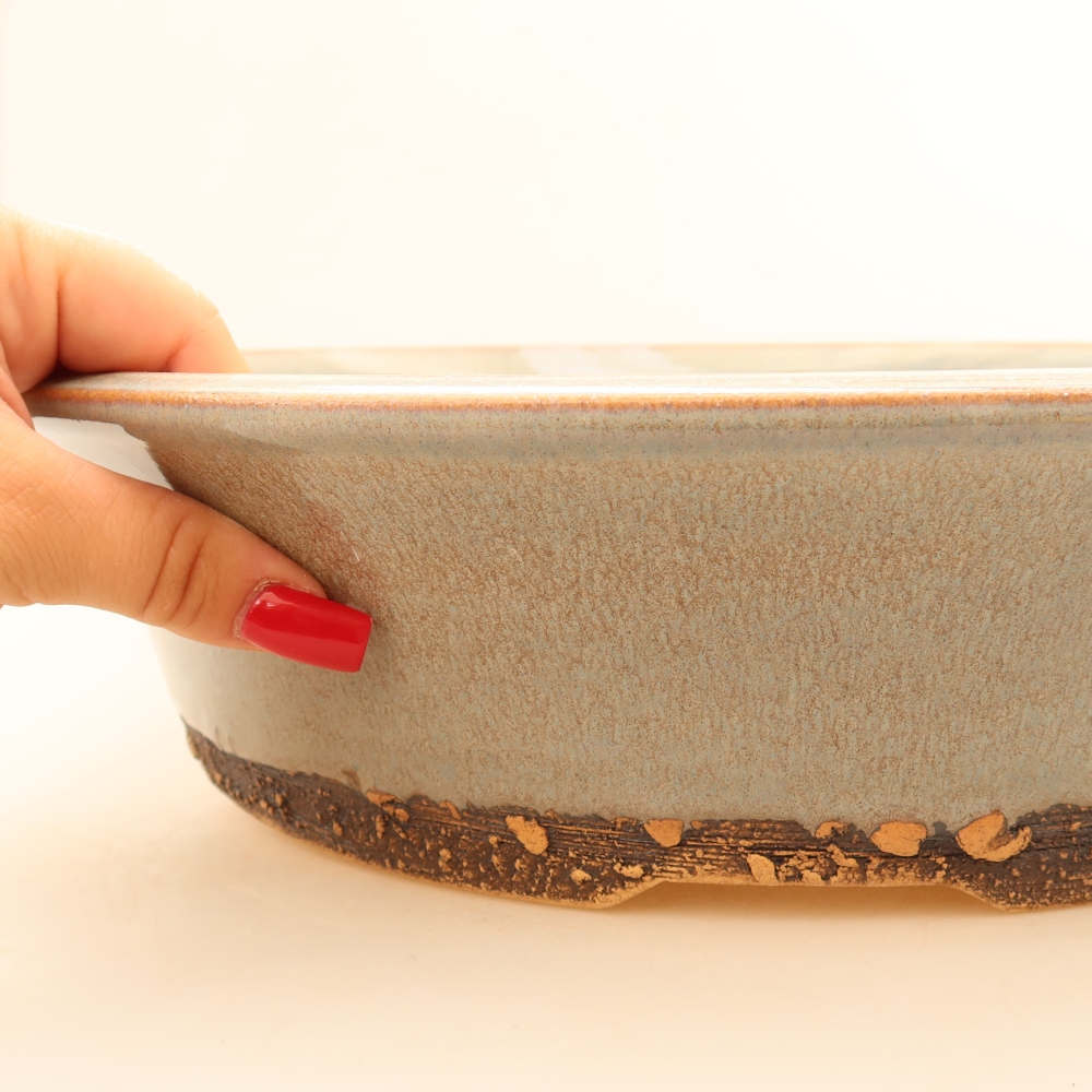 Pot à bonsaï en céramique 35,5 x 35,5 x 9 cm, couleur grise - RETRAIT SUR PLACE UNIQUEMENT ou expédition par palette