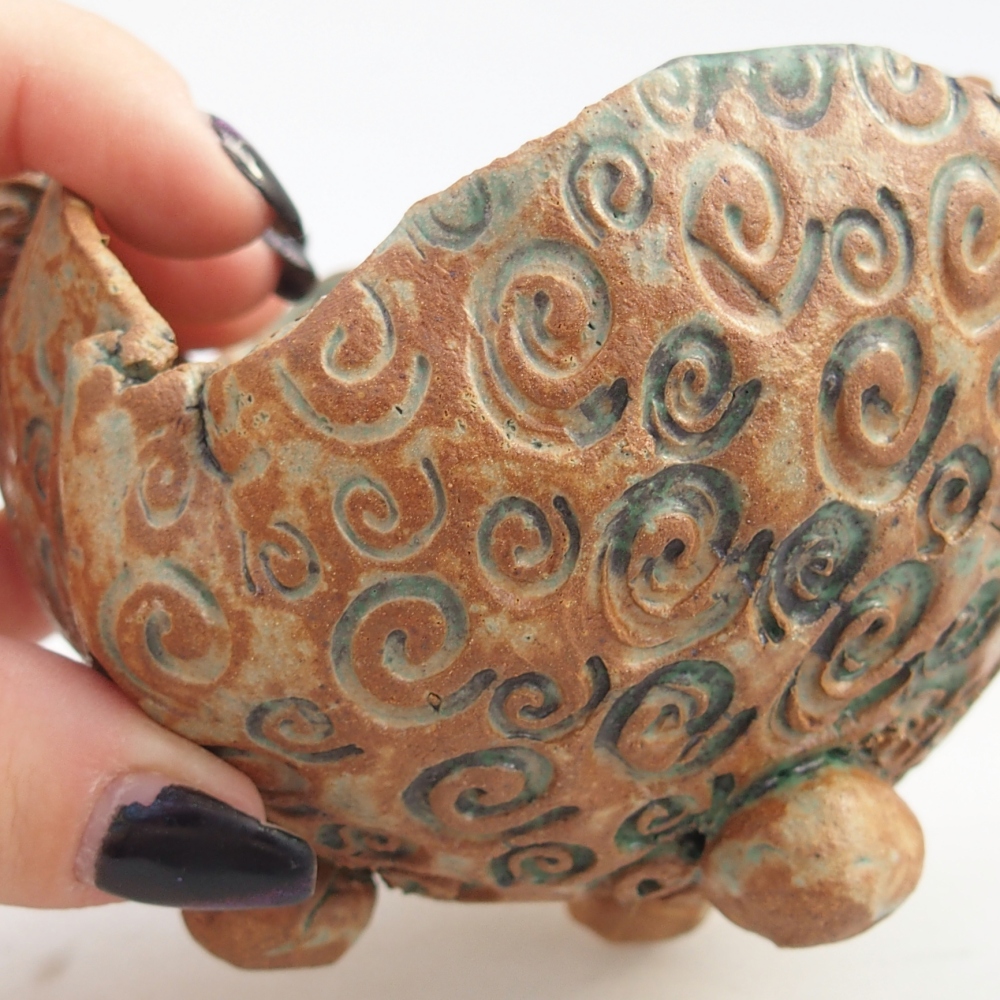 Coquille en céramique 10 x 9,5 x 8,5 cm , couleur brun-vert