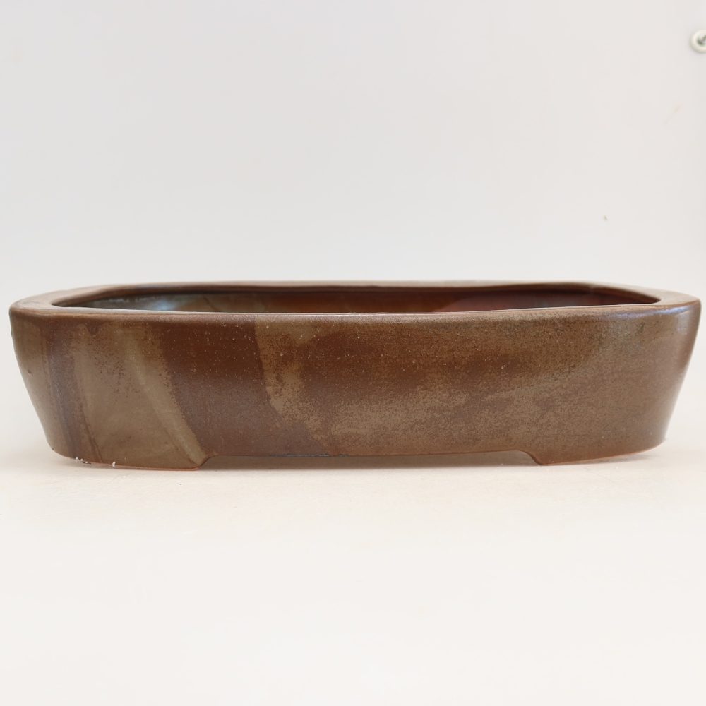 Pot à bonsaï en céramique 32 x 24,5 x 6,5 cm, couleur marron