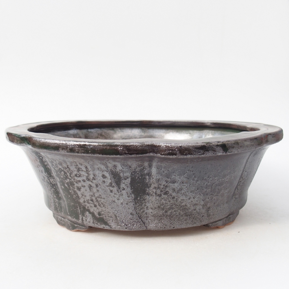 Bol à bonsaï en céramique 26 x 26 x 8,5 cm, vert métallique