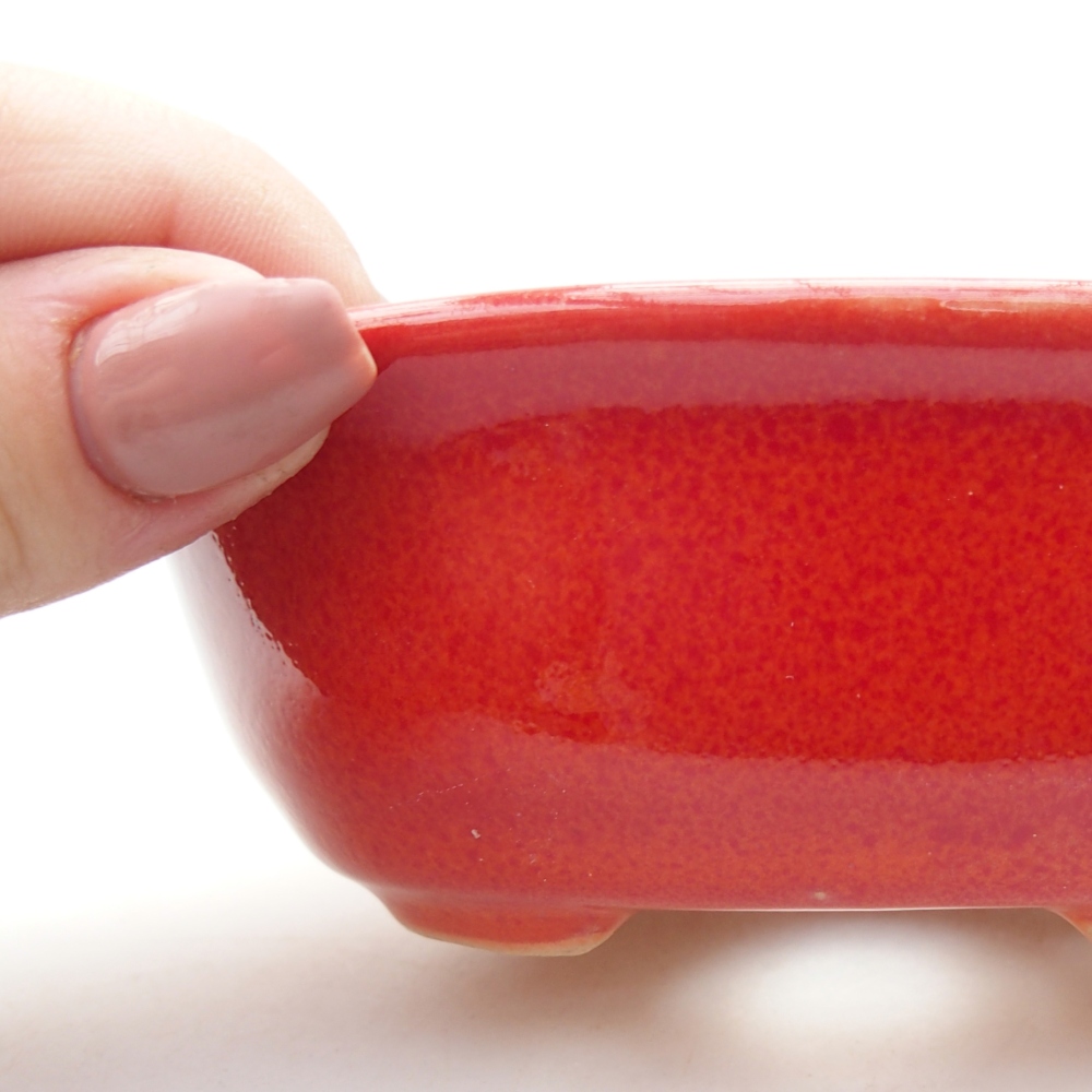 Bol à bonsaï en céramique 11 x 8,5 x 4 cm, couleur rouge