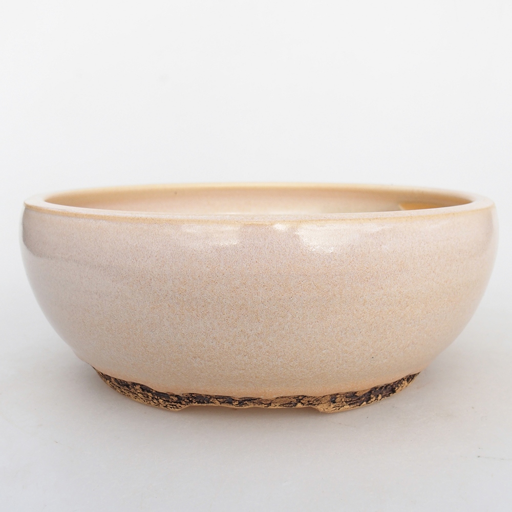 Bol à bonsaï en céramique 18,5 x 18,5 x 7,5 cm, couleur beige