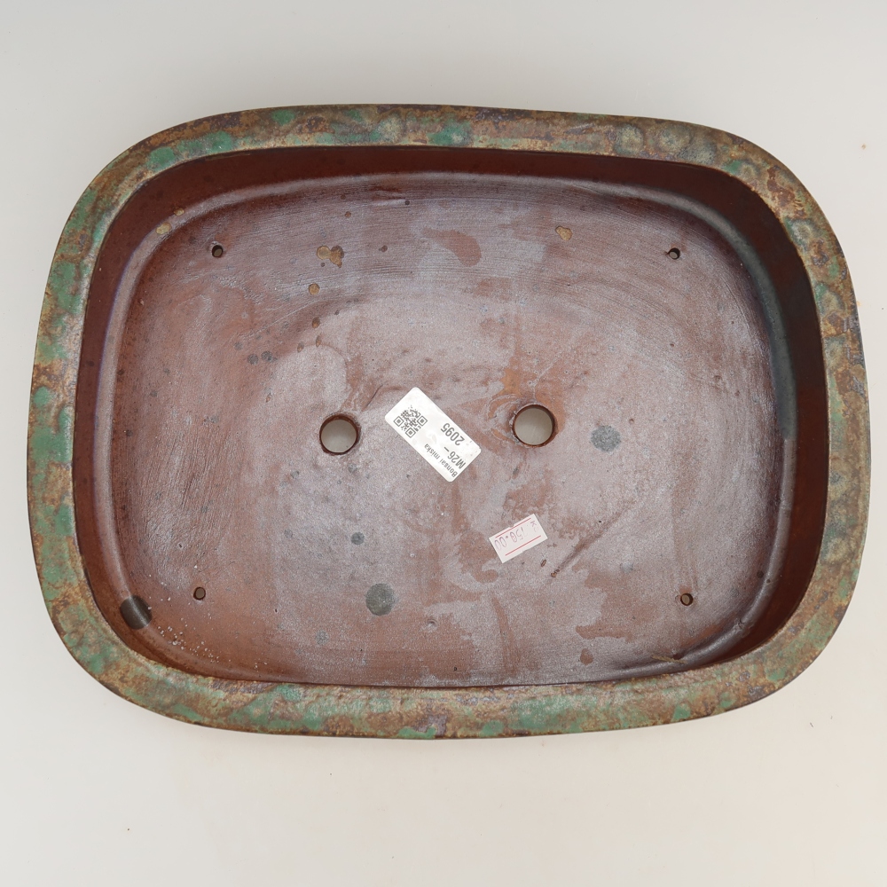 Bol à bonsaï en céramique 32 x 24,5 x 6,5 cm, couleur brun-vert