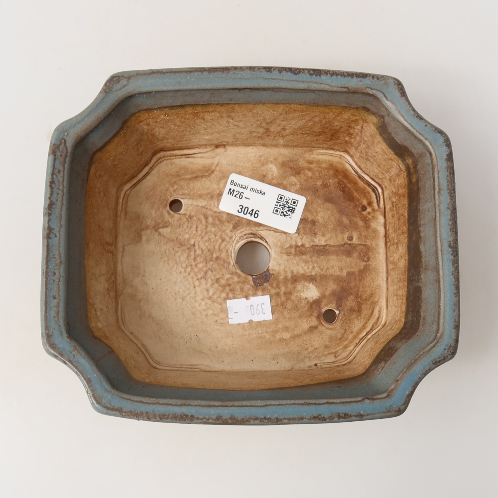 Pot à bonsaï en céramique 18 x 15,5 x 6 cm, couleur bleue