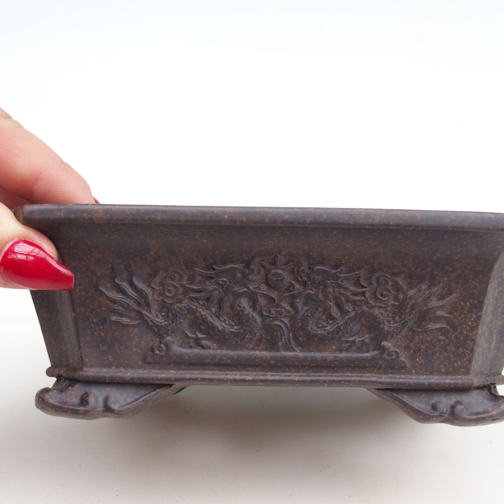 Bol à bonsaï en céramique 16 x 12 x 5 cm, ocre brunâtre