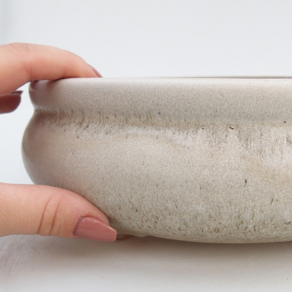 Bol à bonsaï en céramique 23 x 23 x 8 cm, couleur beige