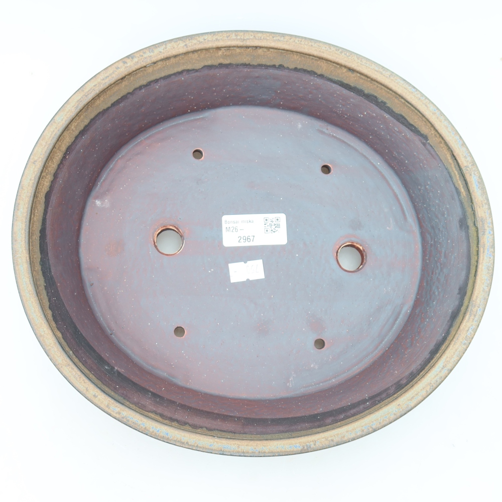 Pot à bonsaï en céramique 27 x 24,5 x 6 cm, couleur marron