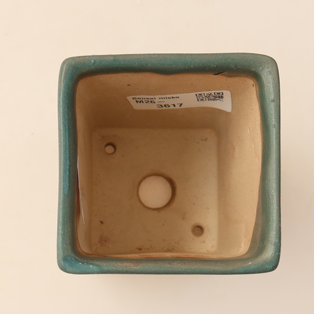 Pot à bonsaï en céramique 7,5 x 7,5 x 10 cm, couleur bleue