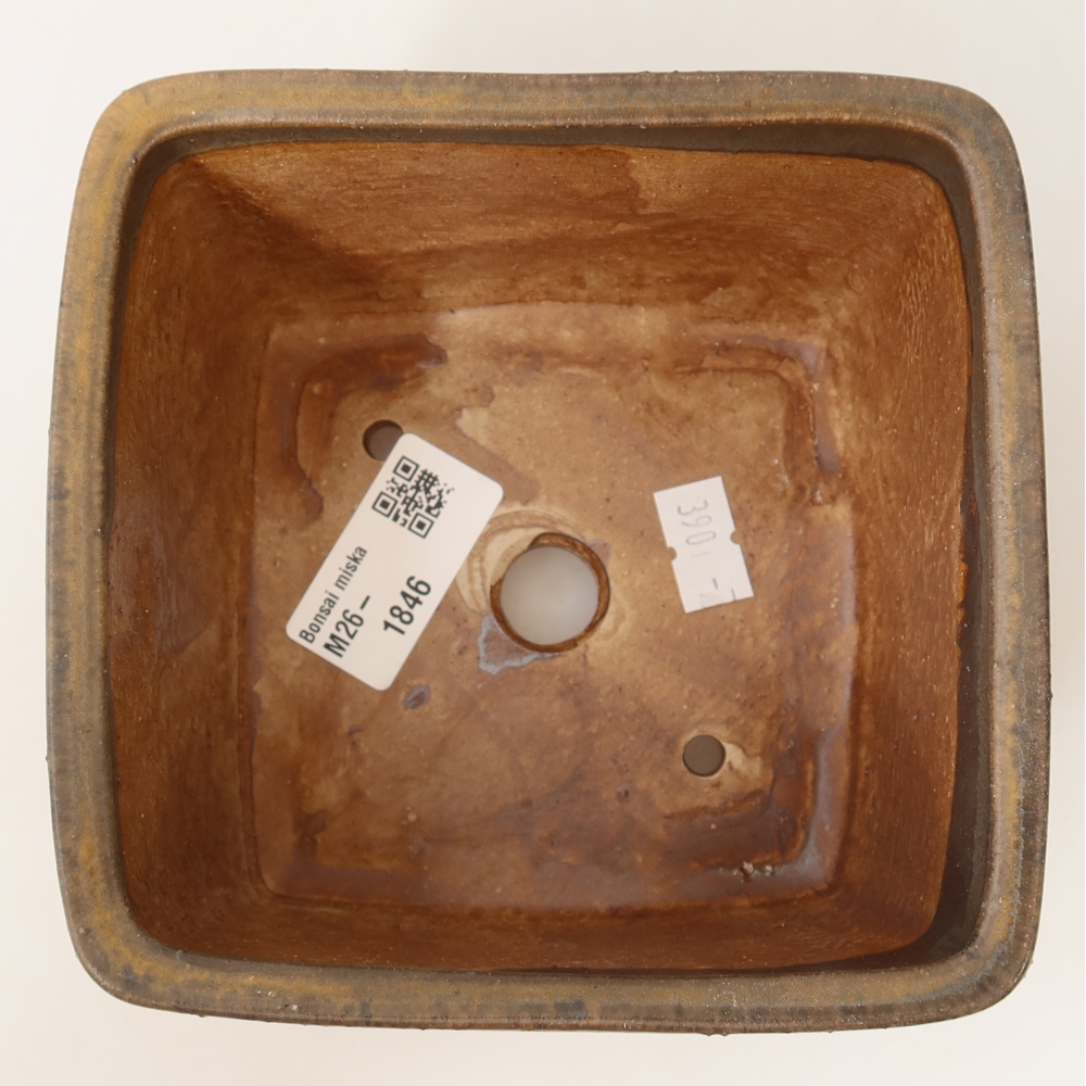 Bol à bonsaï en céramique 13 x 13 x 8 cm, brun