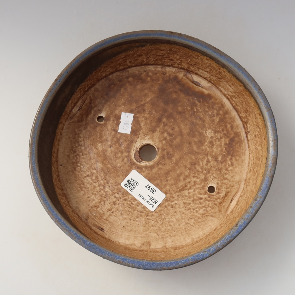 Pot à bonsaï en céramique 21,5 x 21,5 x 6 cm, couleur bleue