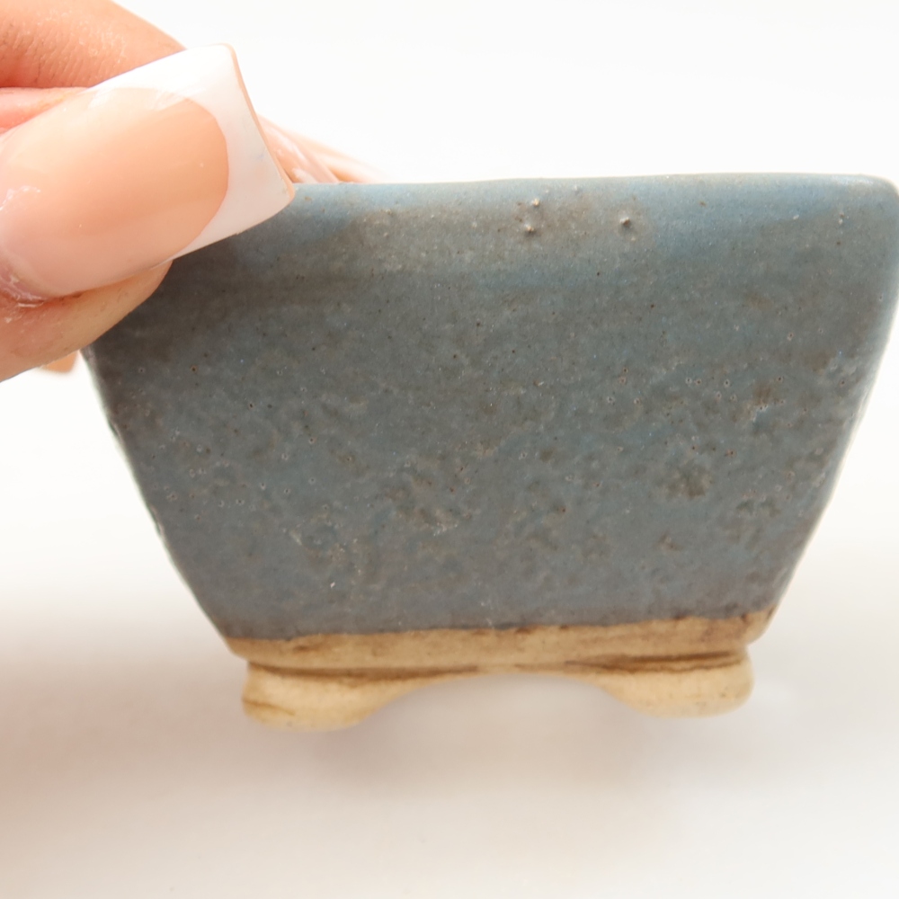 Pot à bonsaï en céramique 6 x 6 x 4 cm, couleur bleue