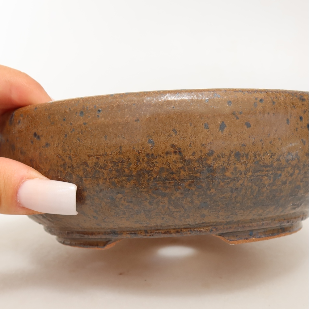 Pot à bonsaï en céramique 16 x 16 x 5,5 cm, couleur marron