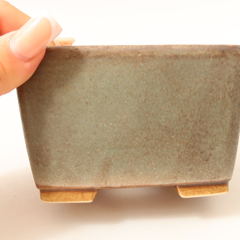 Pot à bonsaï en céramique 10,5 x 10,5 x 7 cm, couleur verte