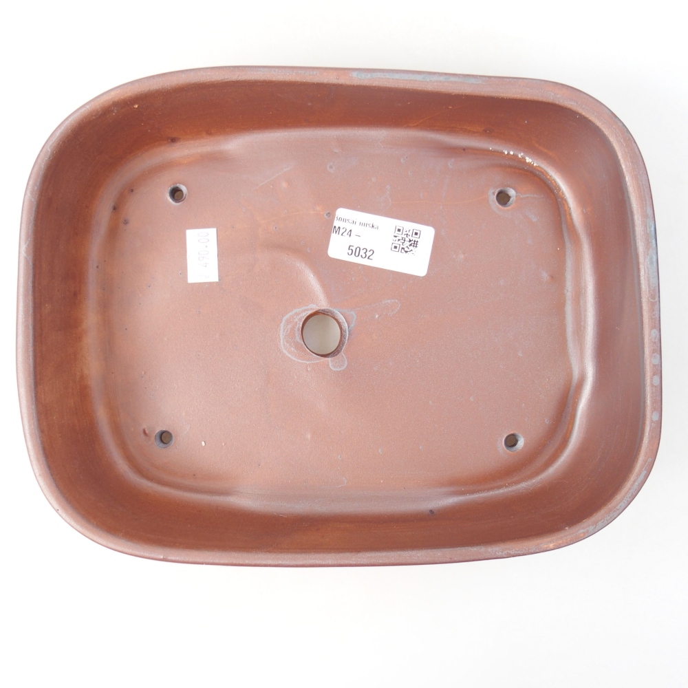 Bol à bonsaï en céramique 23 x 18 x 5,5 cm, couleur métal