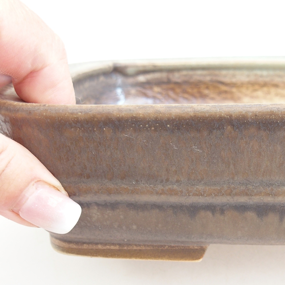 Bol à bonsaï en céramique 21,5 x 17,5 x 5,5 cm, brun