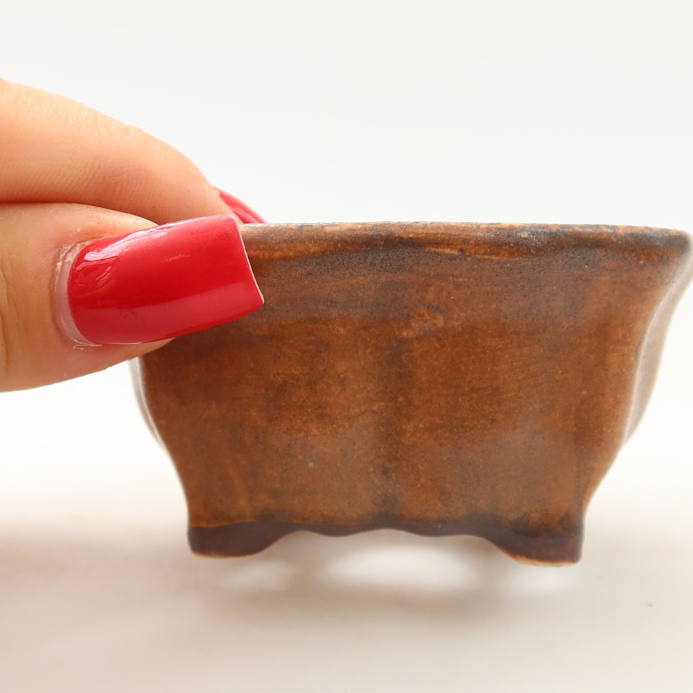 Pot à bonsaï en céramique 7 x 7 x 3,5 cm, couleur rose