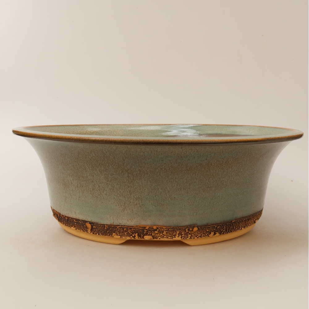 Pot à bonsaï en céramique 30 x 30 x 9,5 cm, couleur verte