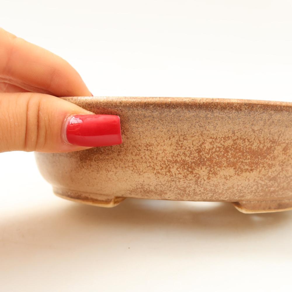 Pot à bonsaï en céramique 15,5 x 14,5 x 4 cm, couleur rose