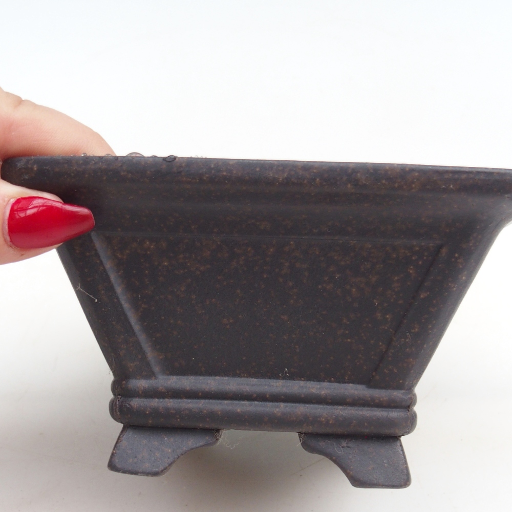 Bol à bonsaï en céramique 12 x 12 x 7 cm, couleur ocre brunâtre