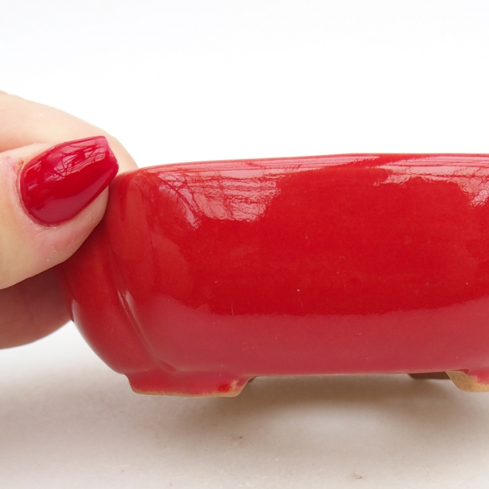 Bol à bonsaï en céramique 10,5 x 9 x 3,5 cm, couleur rouge