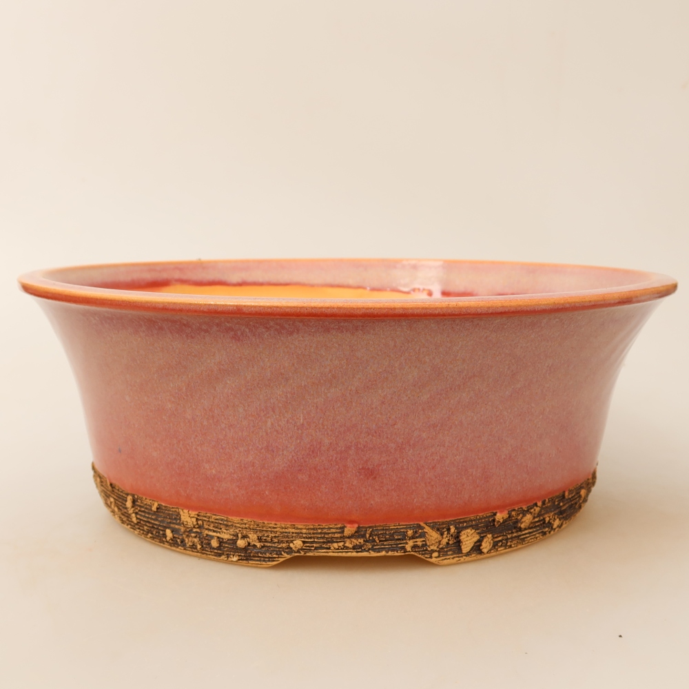 Pot à bonsaï en céramique 27 x 27 x 9 cm, couleur rose