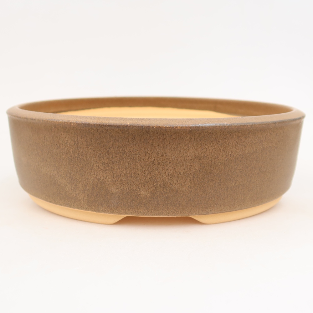 Pot à bonsaï en céramique 26 x 26 x 7 cm, couleur marron