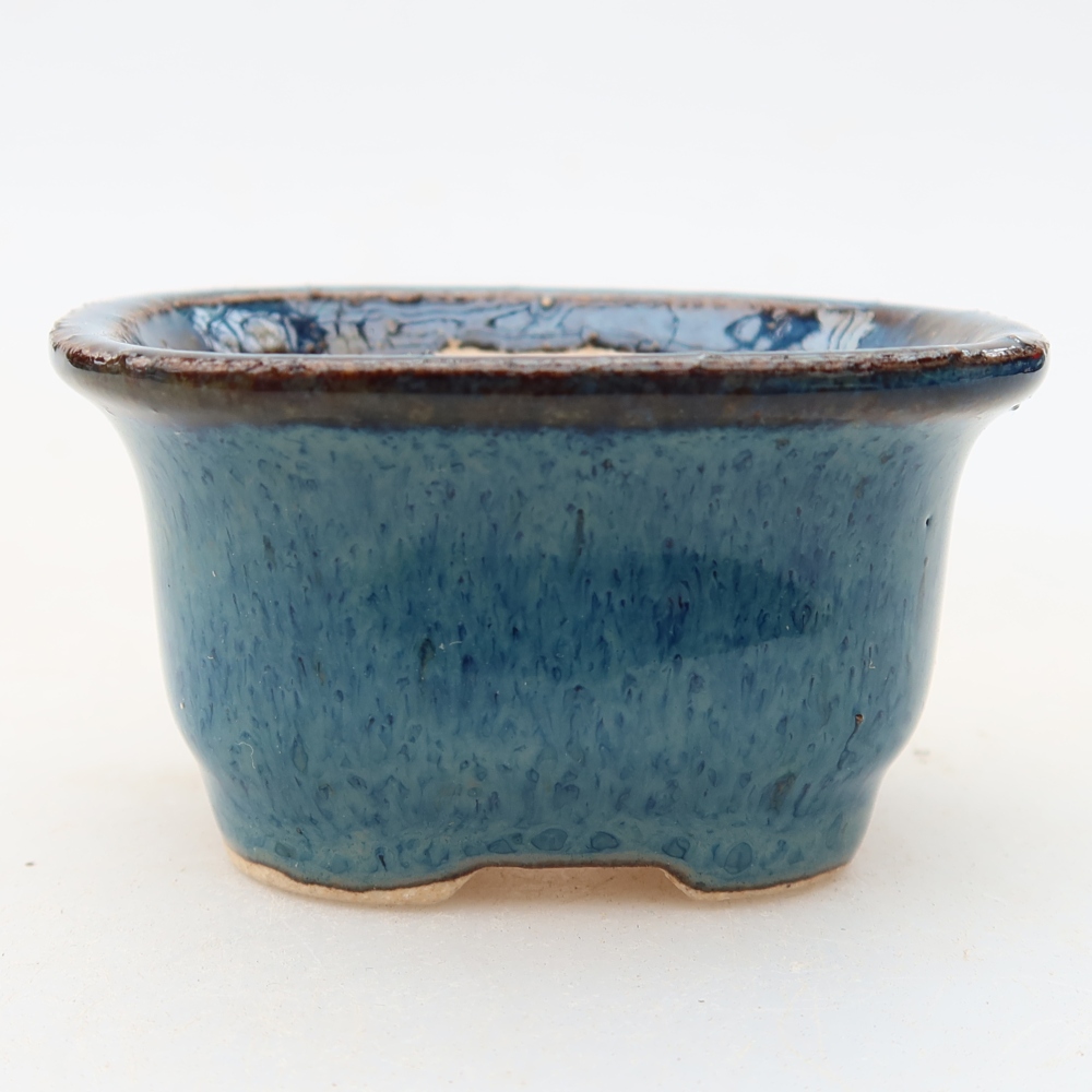 Pot à bonsaï en céramique 6 x 5 x 3,5 cm, couleur bleue