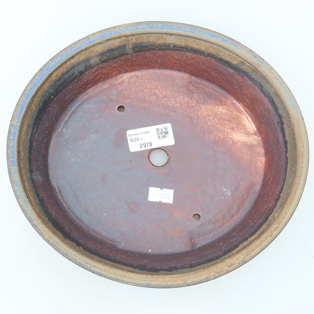 Pot à bonsaï en céramique 24 x 21,5 x 5,5 cm, couleur marron