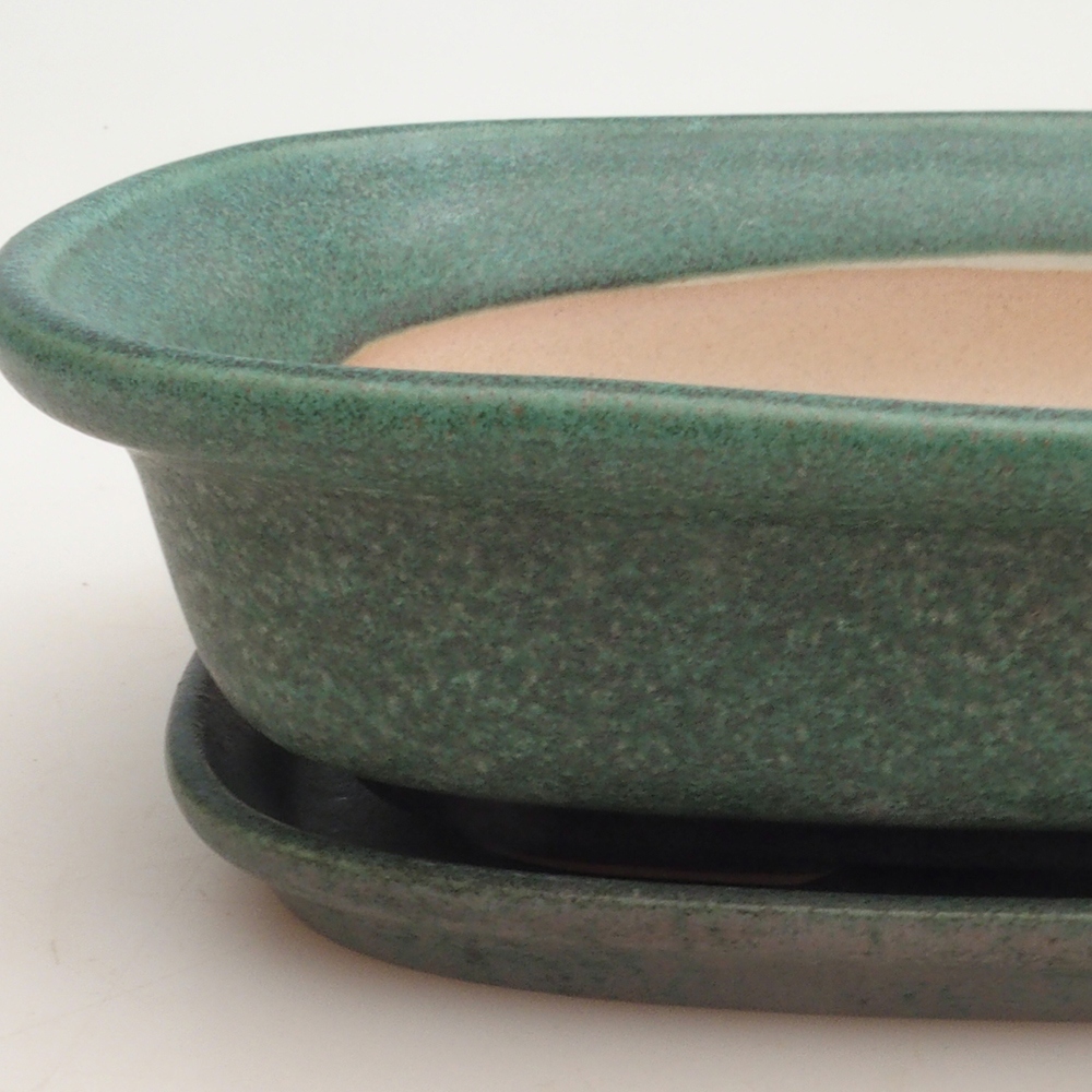 Bol Bonsaï + soucoupe H25 - 23 x 17 x 5,5 cm - vert