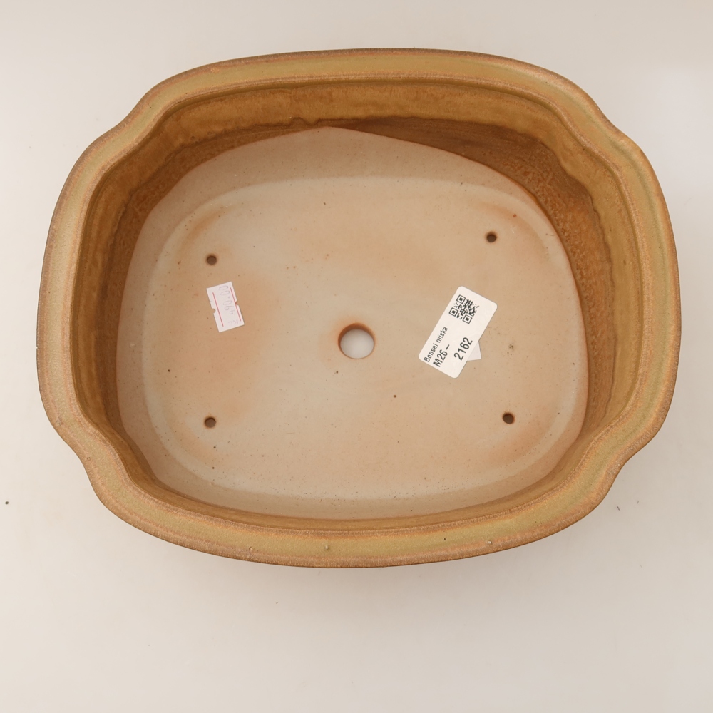 Pot à bonsaï en céramique 24,5 x 21 x 7,5 cm, couleur beige