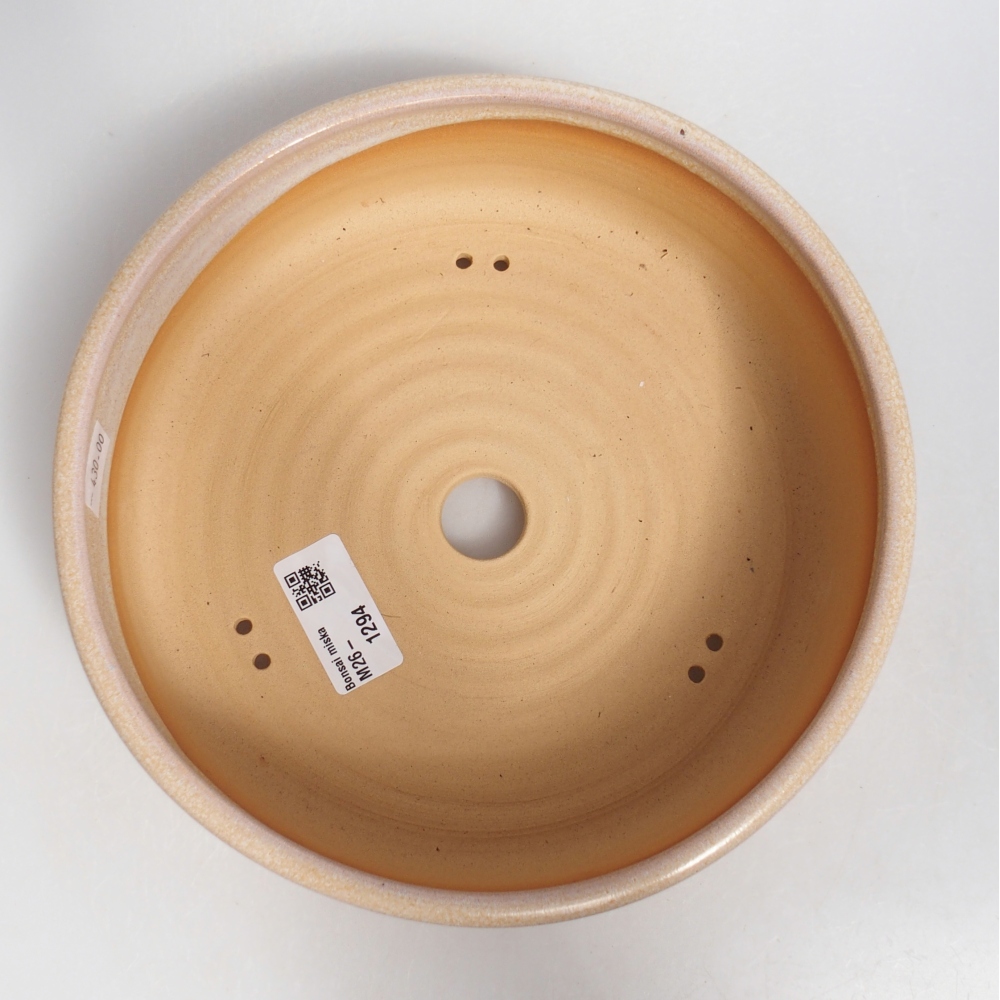 Bol à bonsaï en céramique 20,5 x 20,5 x 6 cm, couleur beige